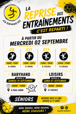 C'est la rentrée !!!! reprise des entrainements !!!!